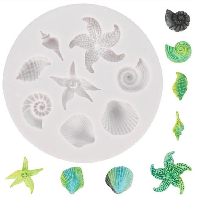 Marine Theme Cake Fondant Silicone Mold Seashell Conch Starf