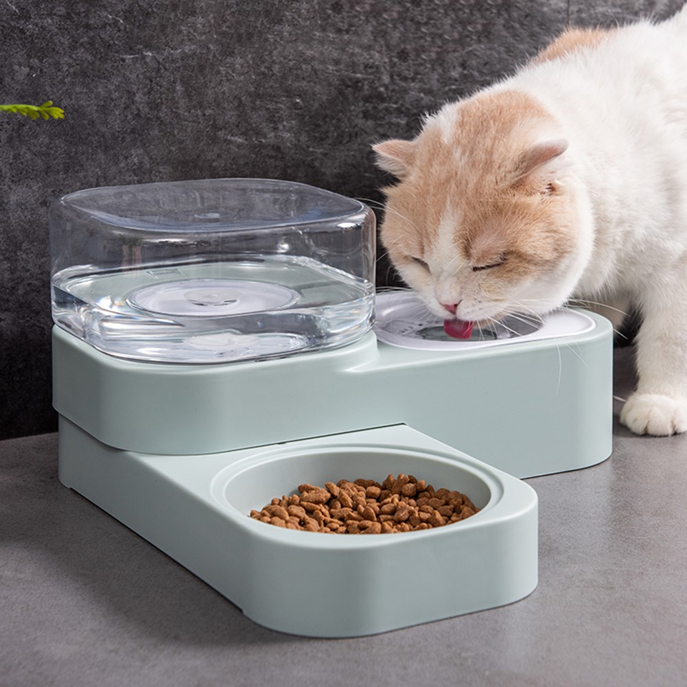 2-in-1 Cat Bowl Water Dispenser Automatic Water Storage Pet