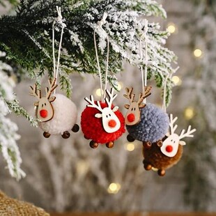 Cute Felt Wooden Elk Christmas Tree Decorations Hanging Pend