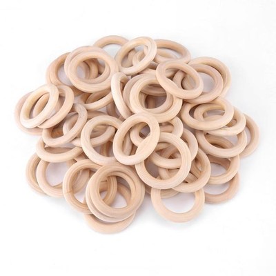 Wood DIY Crafts 50pcs Unfinished Natural Wooden Round Rings