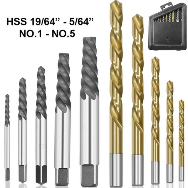 10pcs Screw Extractor Cobalt Left Hand Drill Bit set Broken