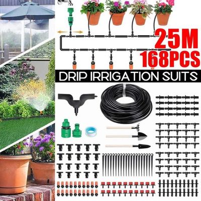 168PCS 25m DIY Automatic Micro Drip Irrigation System Garden