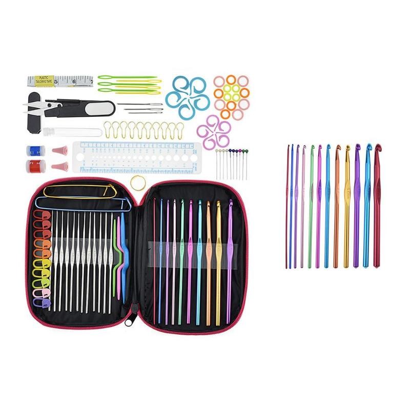 100pcs DIY Crochet Hooks Set Sewing Kit with 10 Lengthen col