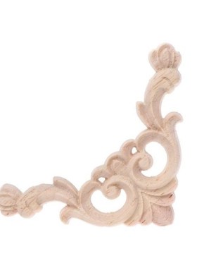 4pcs/set Wood Carved Corner Onlay Applique Unpainted Frame C