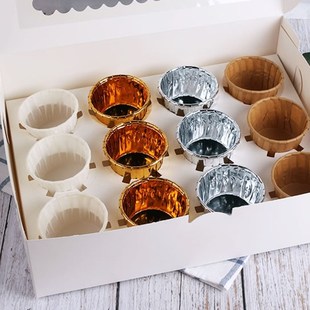 10Pcs 12-Grids Cupcake Box With Window White Kraft Paper Box