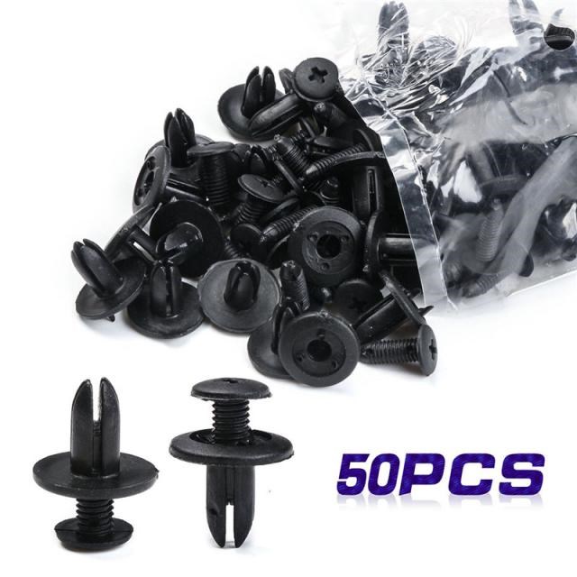 50Pcs Auto Bumper Fastener 6mm Hole Rivet Retainer Push Engi