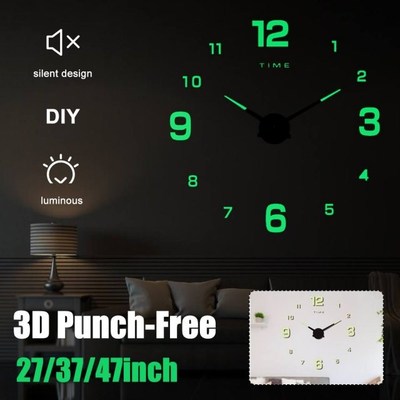 Wall Clock Modern Design Watch Digital Large Big 3D DIY Home