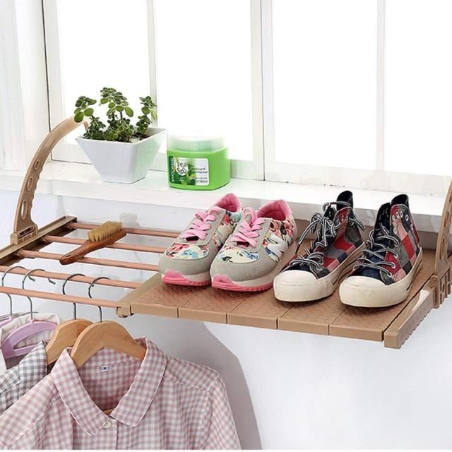 adjustable window sill clothes hanging retractable folding d