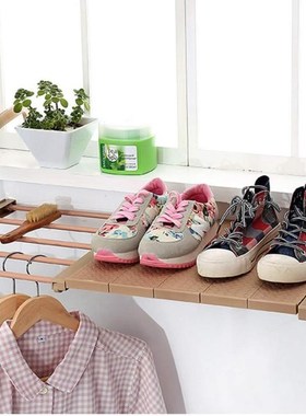 Adjustable Window Sill Clothes Hanging Retractable Folding D