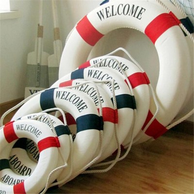 Welcome Aboard Nautical Life Lifebuoy Ring Boat Wall Hanging