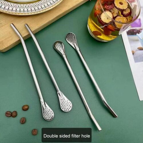 Stainless Steel Straw Colander Pipette Scoop Reusable Dual-p