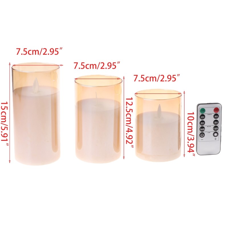 3pack Flameless Led Candles Flickering Timer Remote Fake Wic