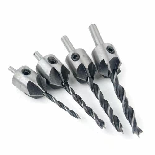 4pcs 5 Flute Countersink Drill Bit Set HSS Screw Woodworking