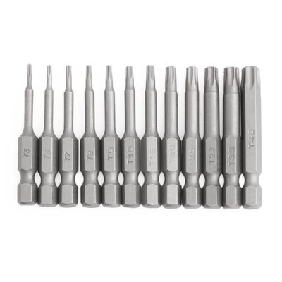 X7YF 12pc/Set 1/4 Inch Length 50mm T5-T40 Magnetic Torx Elec