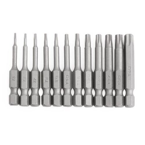 X7YF 12pc/Set 1/4 Inch Length 50mm T5-T40 Magnetic Torx Elec