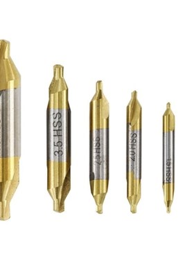 6pcs 1.0-5.0mm HSS TiN Coated Center Drill Bit Set Metalwork