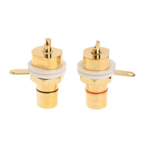 2 Pcs CMC Gold Plated Copper RCA Female Phono Jack Panel Mou