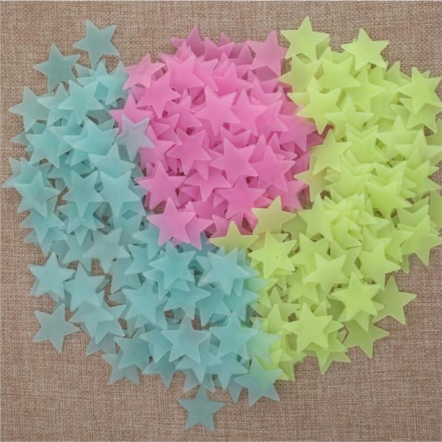 50PCS/Set Colorful Luminous Home Star Wall Sticker Glow In T