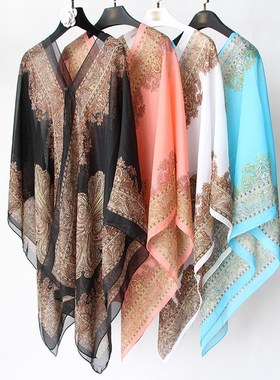 Fashion Women Scarf Shawl Poncho Printed Sunscreen Scarf Sun