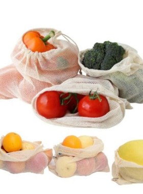 Green supermarket shopping cotton net bag string string mout