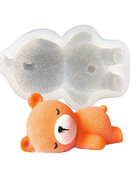 3D Sleeping Bear Silicone Mold Cake Fondant Molds Wedding Ca