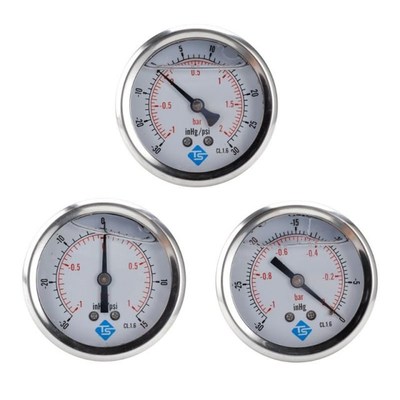 1/4 BSP Back Compound Pressure Vacuum Gauge Glycerine Filled