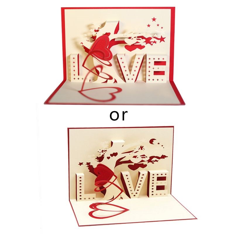 3D Pop Up Cards Love Tree Heart Valentine Lover Happy Birthd