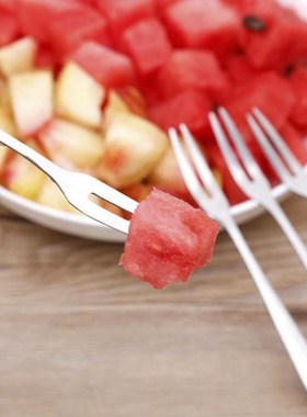 1PC Fruit Fork Silver Stainless Steel Two-tine Fork Dessert