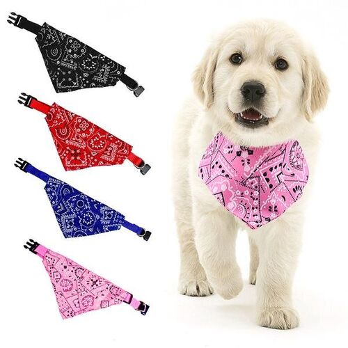 Adjustable Pet Collar Printed Triangle Pet Scarf for Small D
