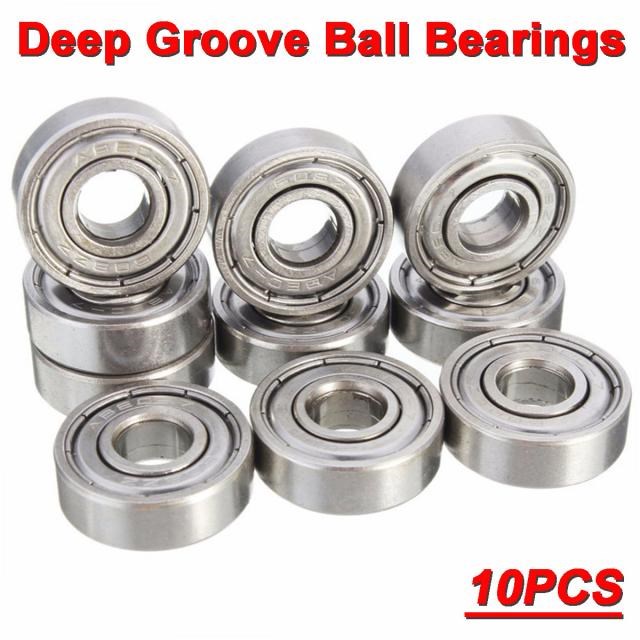 10Pcs/set 608 Ball Bearing ABEC-5 8X22X7 mm Deep Groove Stee