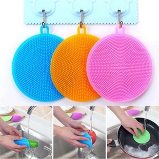 3pc Silicone Dish Washing Sponge Scrubber Kitchen Cleaning T