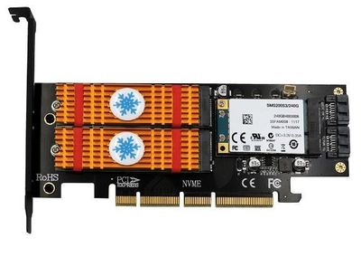 M.2 NVMe SSD NGFF mSATA to PCI-E X4/X8/X16 Raiser M Key B Ke