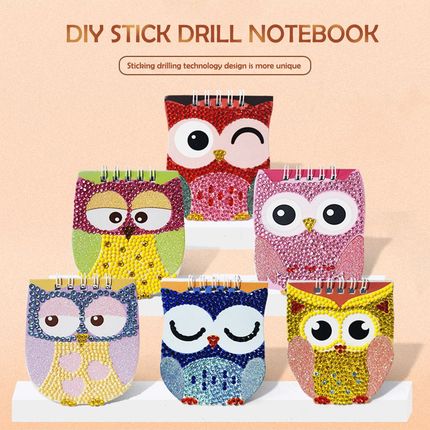 6Pcs/Set Diamond Painting Notebook DIY Owl Special Shaped Di