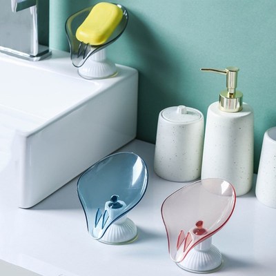 Leaf Shaped Drain Soap Box Bath Shower Soap Holder Rotating