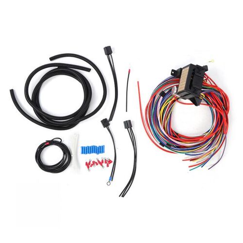 Universal 12-Way Circuit Wire Harness 14 Fuse Wiring Kit Acc