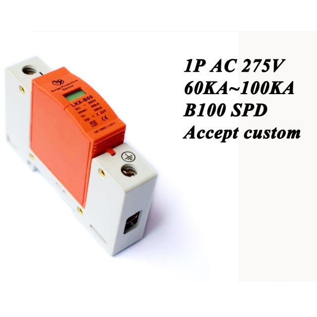 B100-1P 60KA~100KA ~275V AC SPD House Surge Protector Protec