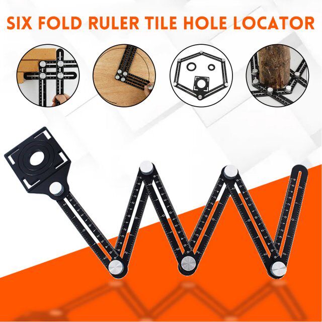 Six-Fold Tile Hole Locator Adjustable Tool Masonry Glass Fix
