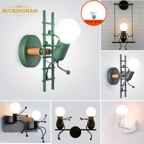 Nodic Wall Lamp Creative Small Man Iron Lights Metal Simple