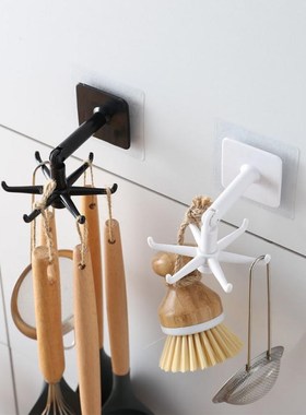 360 Degrees Rotated Kitchen Hooks Self Adhesive 6 Hooks Hand