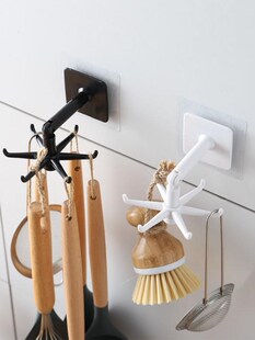 360 Degrees Rotated Kitchen Hooks Self Adhesive 6 Hooks Hand