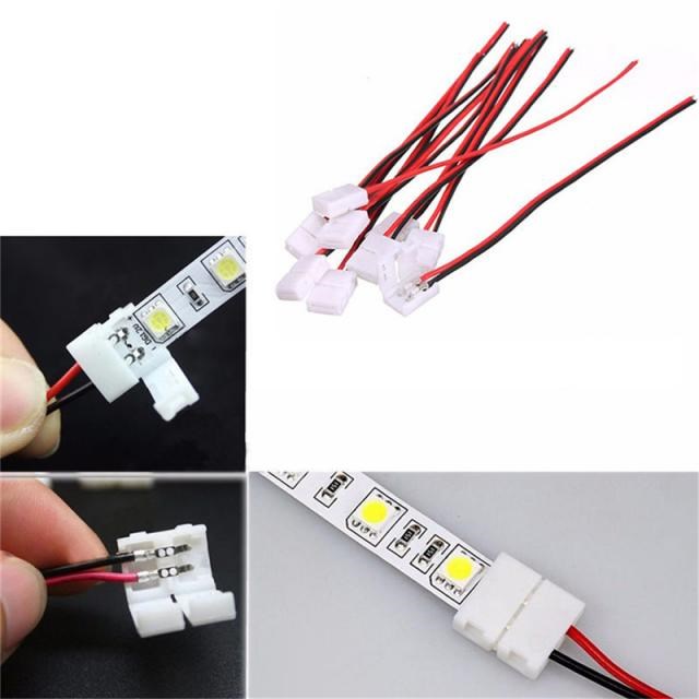 10Pcs PCB Cable 2 Pin LED Strip Connectors 3528/5050 8m/10mm