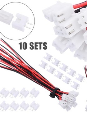 10 Sets Micro JST XH 24AWG Connector Plug 2.54mm Pitch 2 Pin