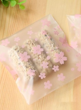 100PCS 3Sizes Pink Cherry Blossoms Cookie&Candy Bag Self-Adh