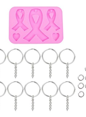 Handmade AIDS Cancer Awareness Bow Keychains Resin Mold Sili