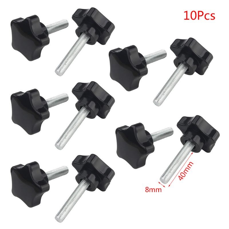 10PCS M6/M8 Hand Screw Five-Star Shaped Head Thread Clamping