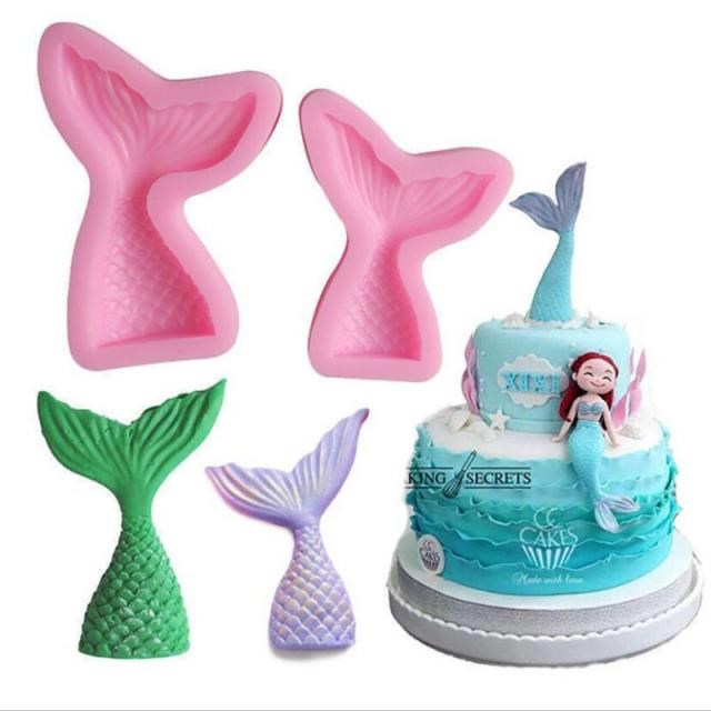 1 pcs Silicone Mold Mermaid Tail Conch patten Gum Paste Choc