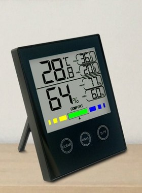 LCD Digital Electronic Temperature Humidity Meter Touch Cont