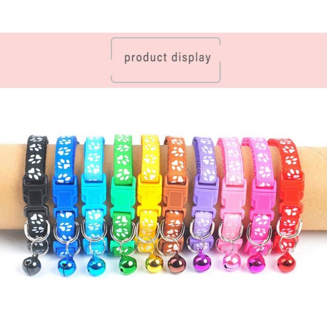 Pet Cat Bell Collar Cat Paw Print Adjustable Collar Comforta