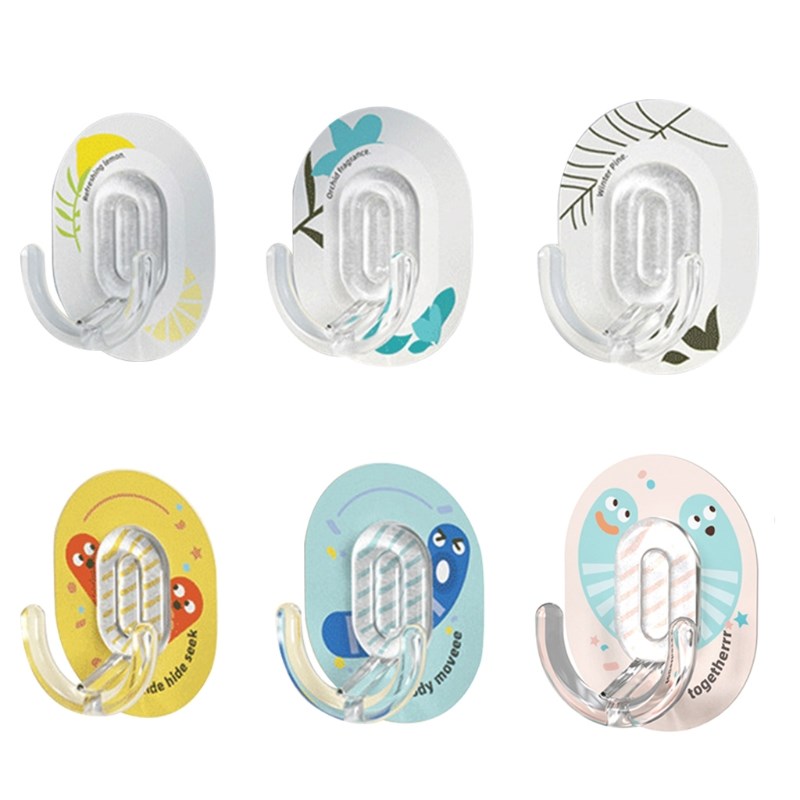 7XEA 6 Pcs Nail-free Adhesive Hooks Bathroom Cute Towel Hook