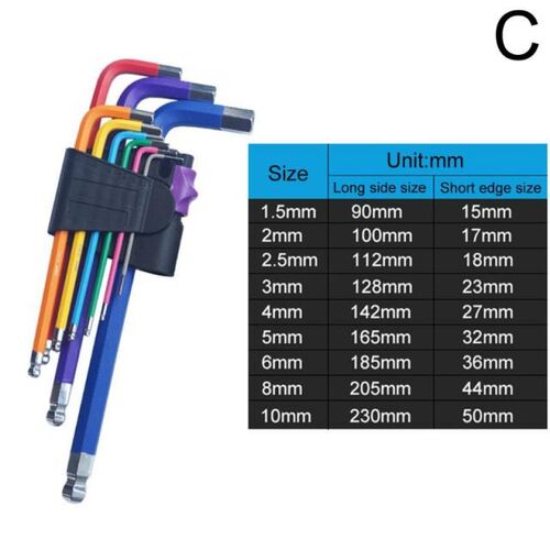 9Pcs Hex Allen Key Wrench Set Inner Hexagon Torx Spanner Scr